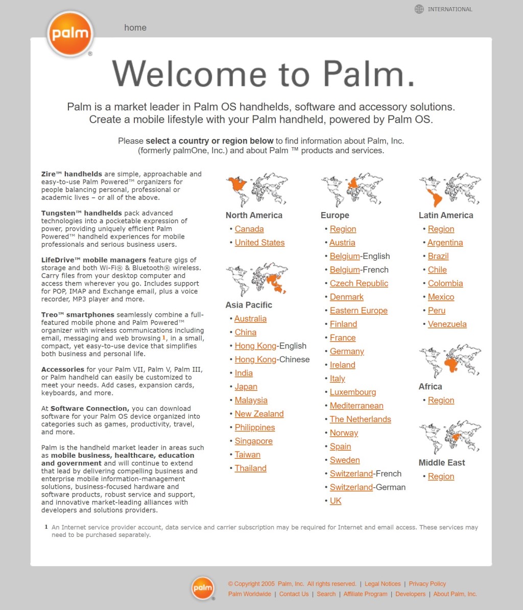 Palm.com Website Archive